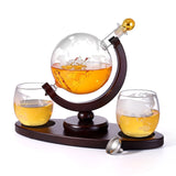 Whiskey Dispenser Globe Machine Set With Etched Globe Whisky Glasses