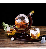 Whiskey Dispenser Globe Machine Set With Etched Globe Whisky Glasses